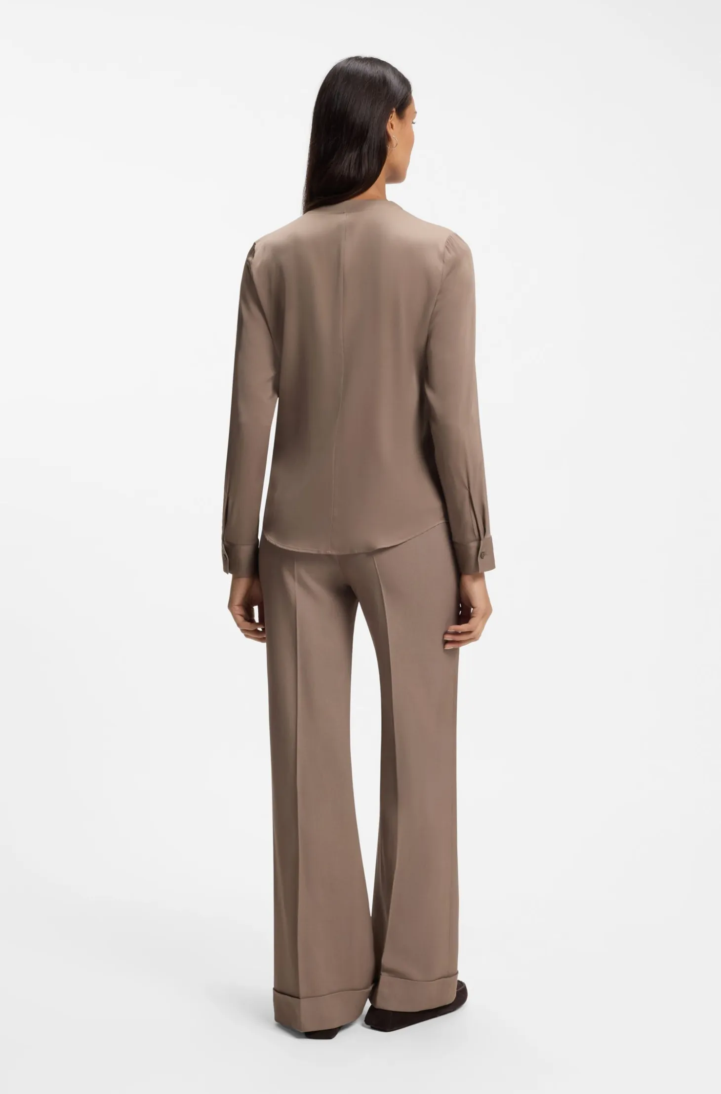 Stretch-silk blouse with gathered details