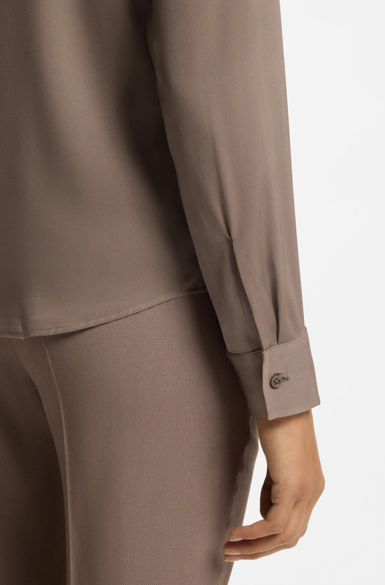 Stretch-silk blouse with gathered details