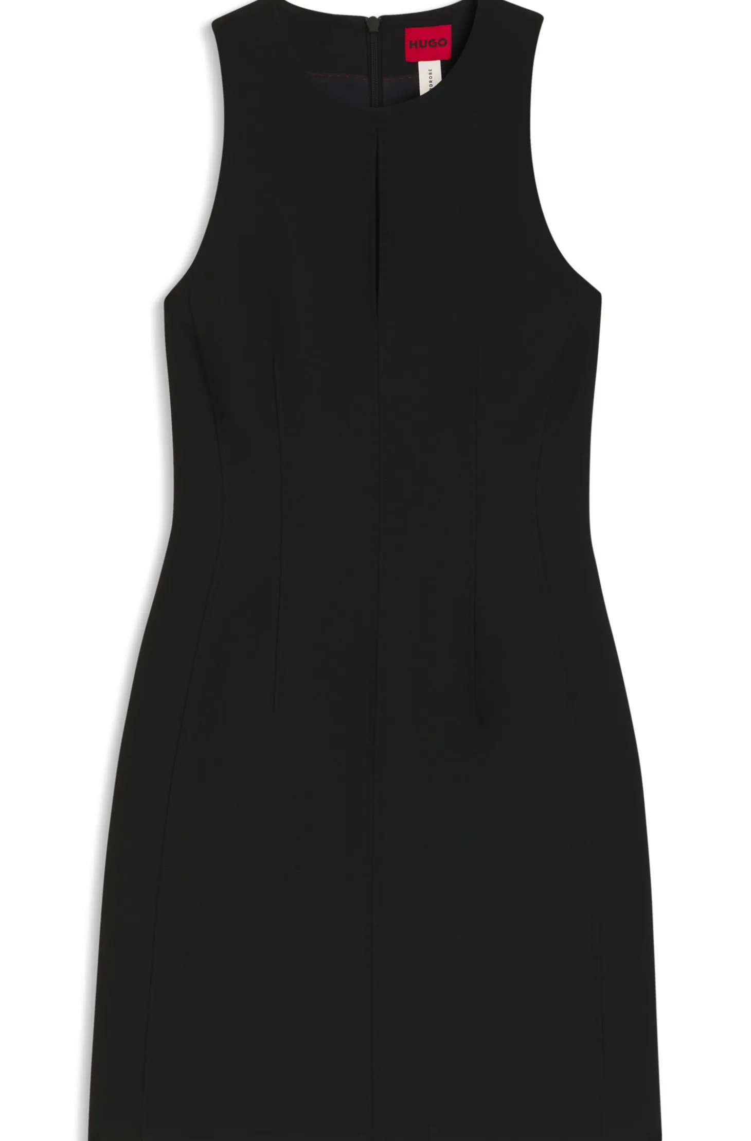 Stretch-twill mini dress with keyhole neckline