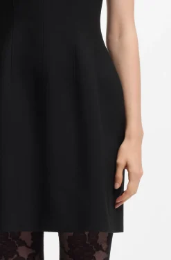 Stretch-twill mini dress with keyhole neckline
