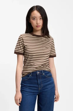 Striped cotton T-shirt with chest pocket