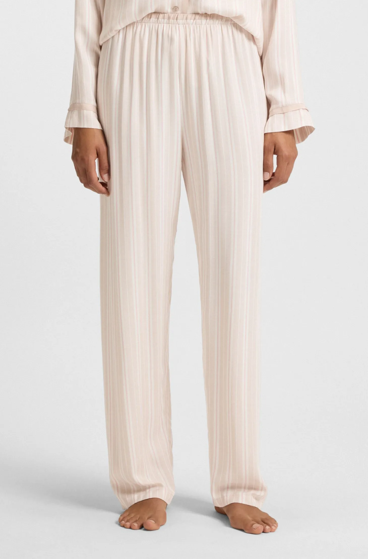Striped pyjama bottoms with logo trim