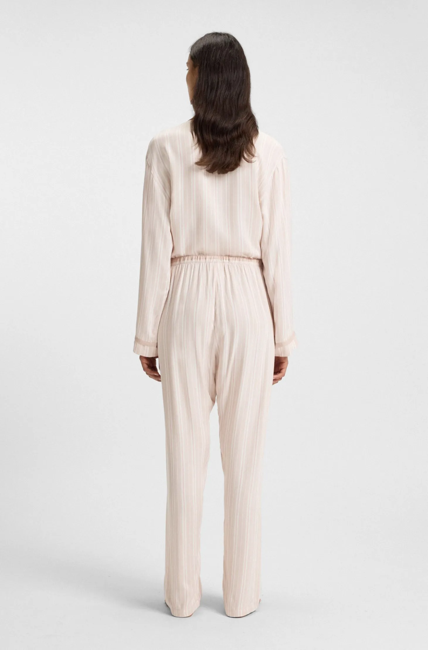 Striped pyjama bottoms with logo trim