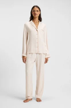 Striped pyjama shirt with logo trim