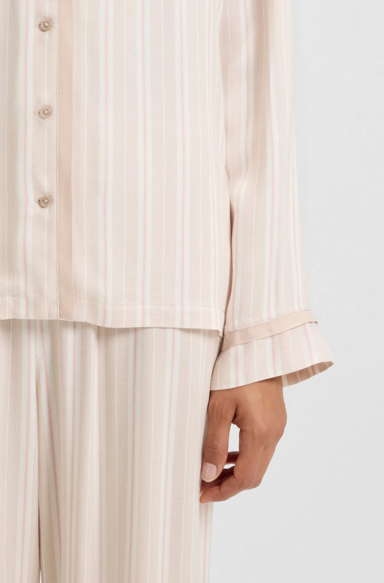 Striped pyjama shirt with logo trim