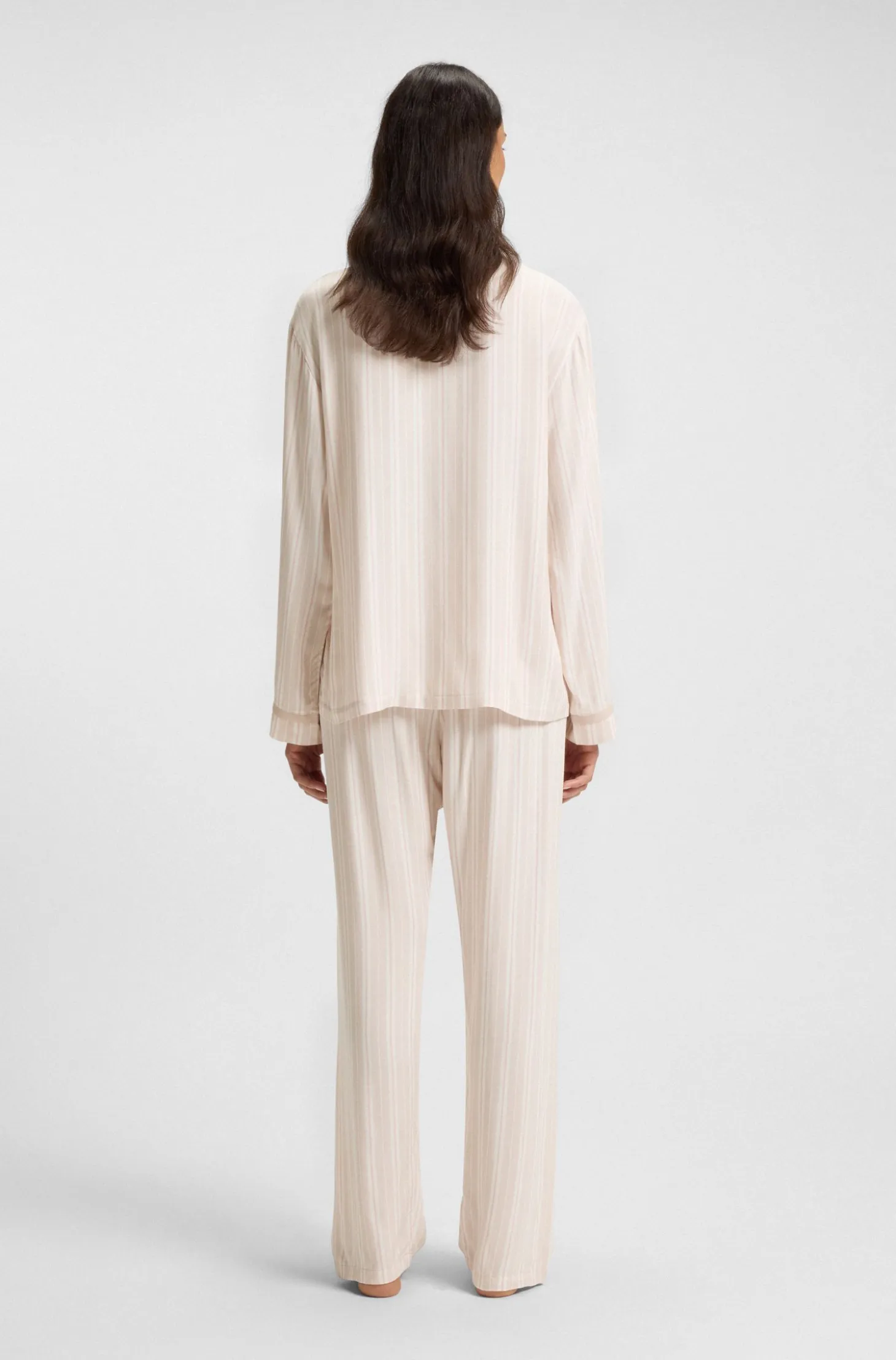 Striped pyjama shirt with logo trim