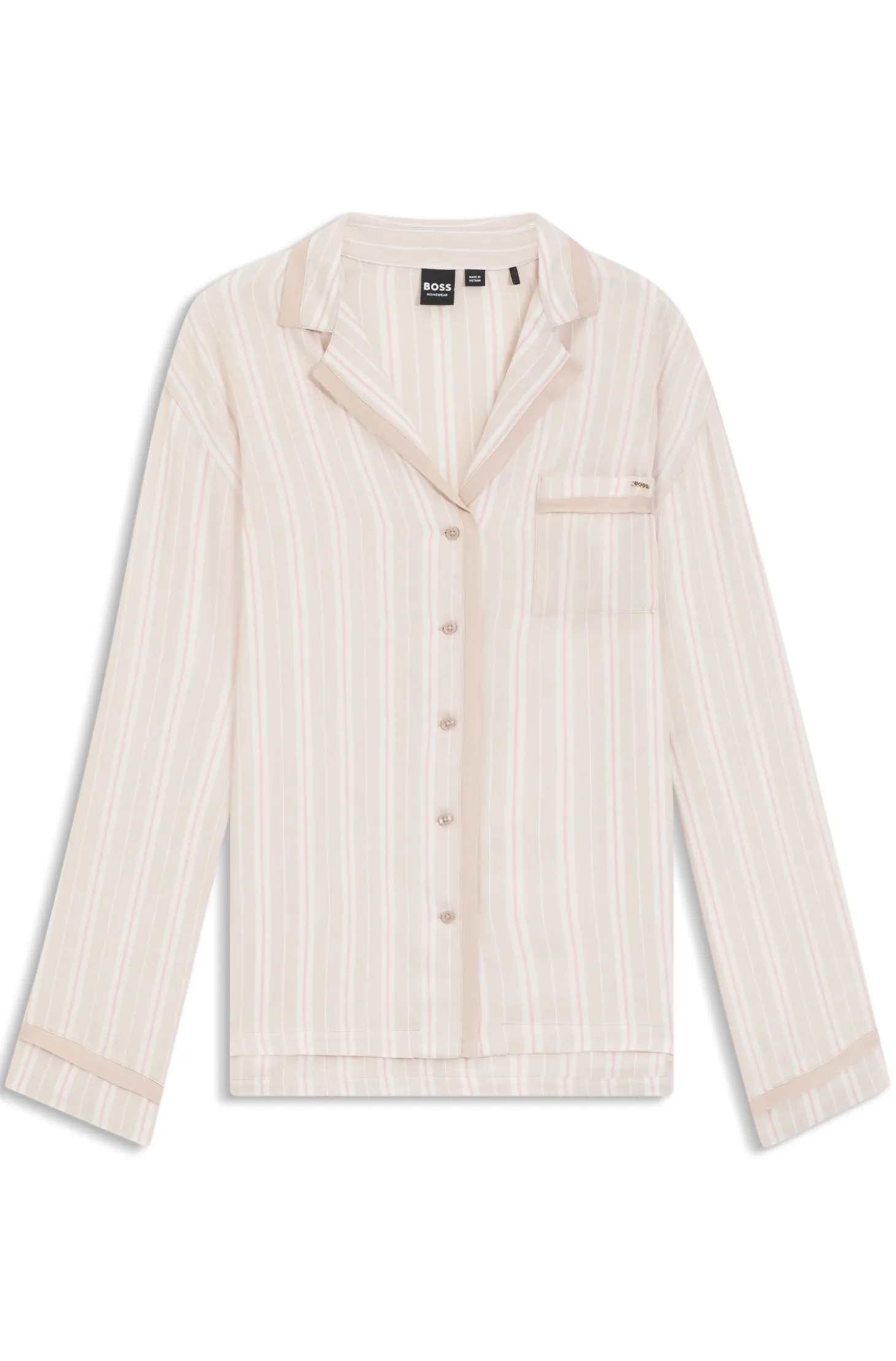 Striped pyjama shirt with logo trim