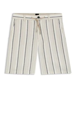 Striped shorts in a linen-cotton blend