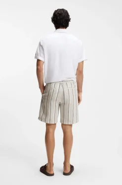 Striped shorts in a linen-cotton blend