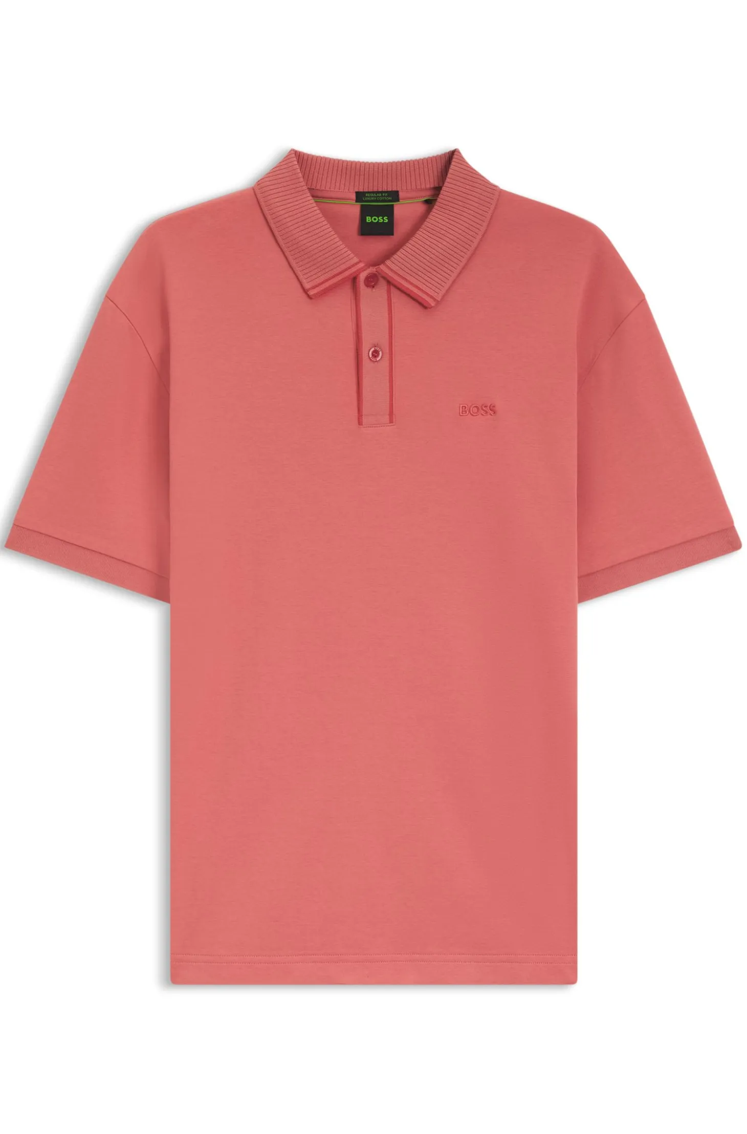 Striped-trim polo shirt in interlock cotton