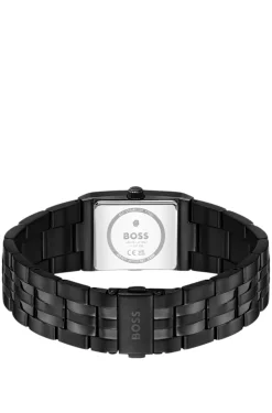 Strivo black-plated watch with stripe effect