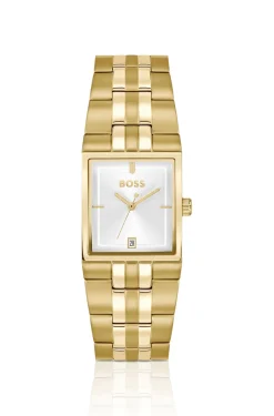 Strivo gold-tone watch with stripe detail