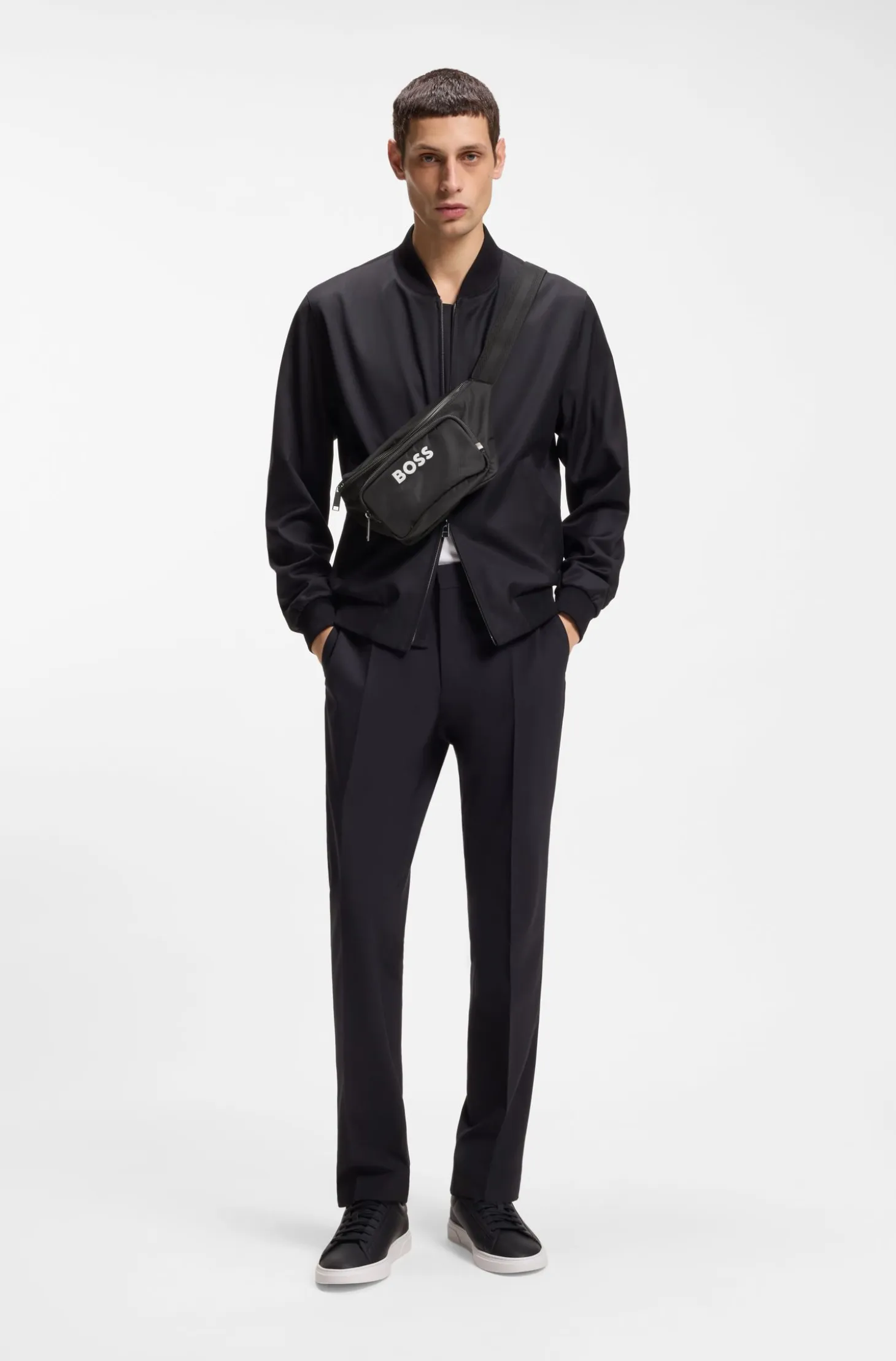 Structured belt bag with contrast logo