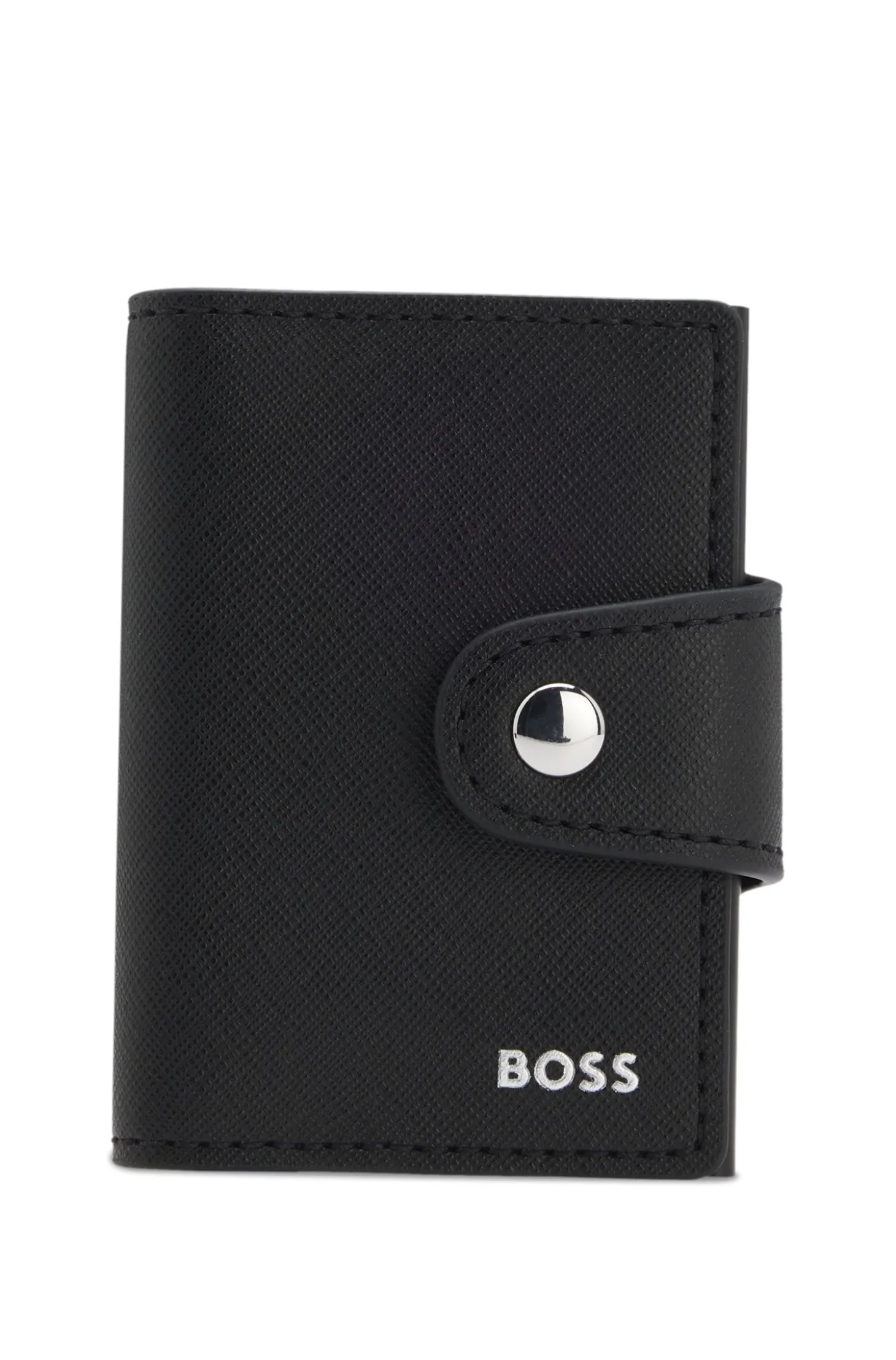 Structured card holder with press-stud closure