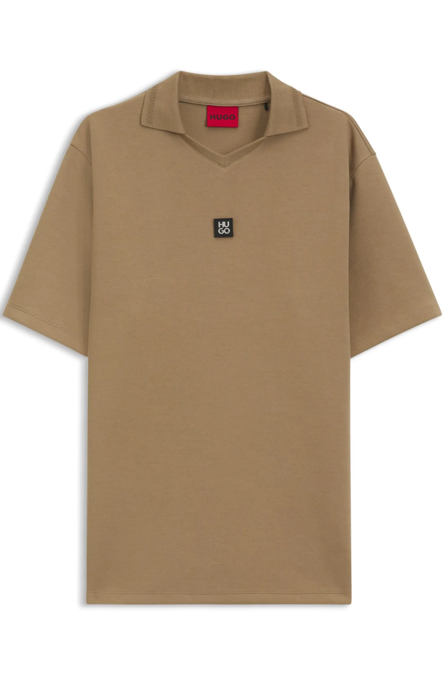 Structured cotton-blend polo shirt with Johnny collar
