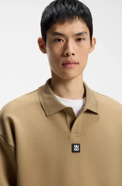Structured cotton-blend sweatshirt with polo collar