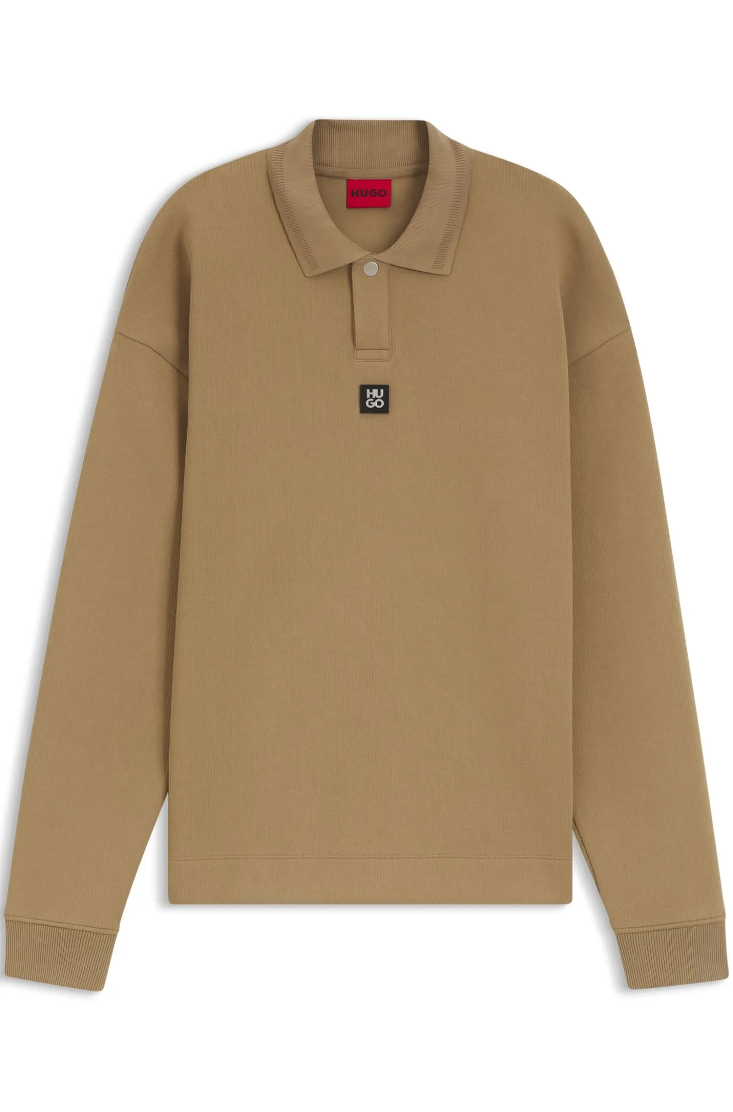 Structured cotton-blend sweatshirt with polo collar