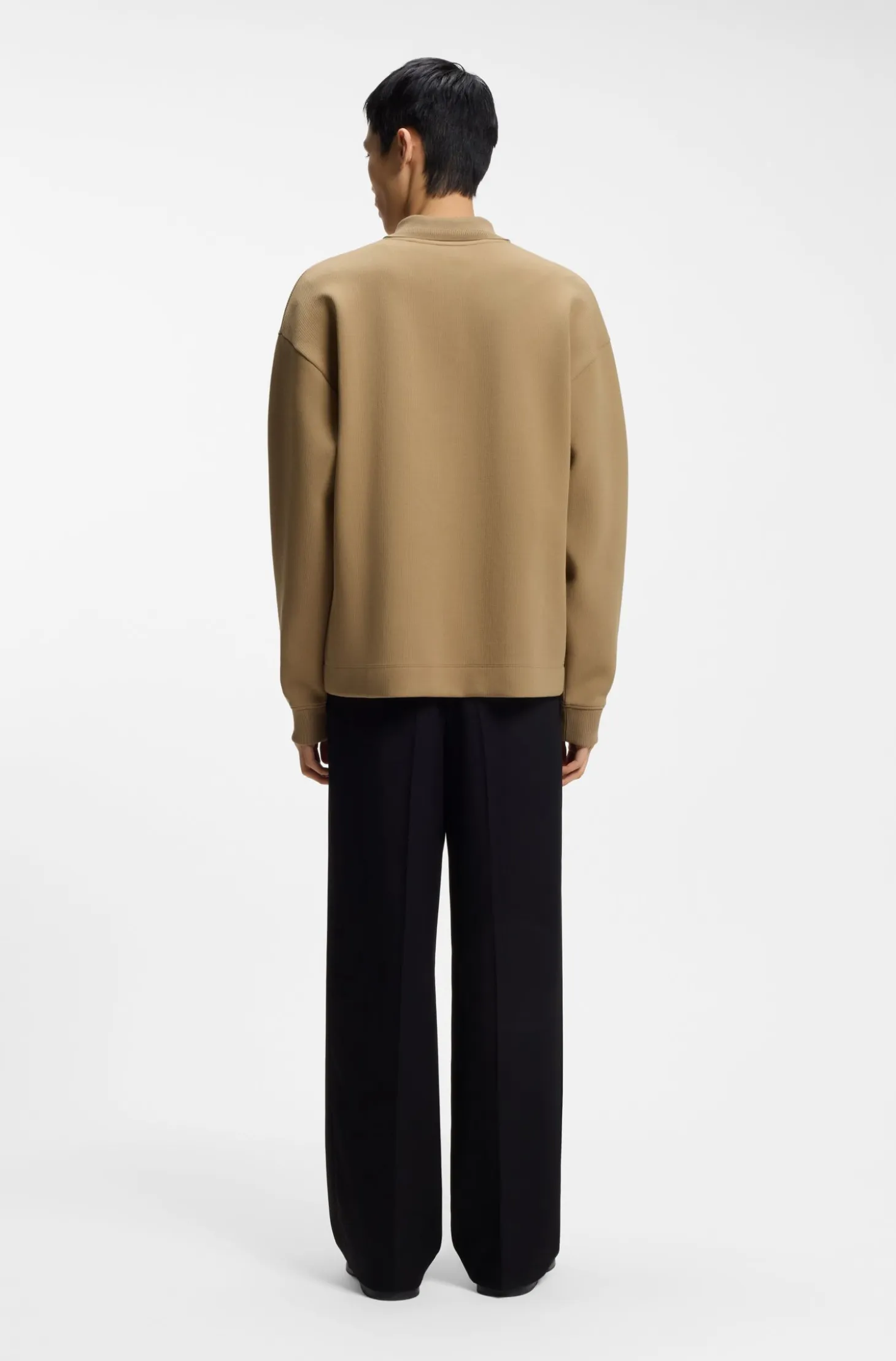 Structured cotton-blend sweatshirt with polo collar