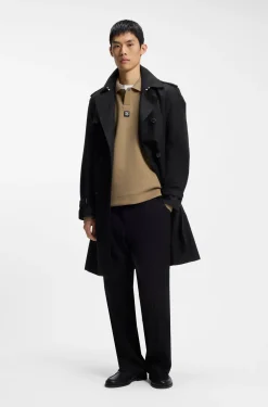 Structured cotton-blend sweatshirt with polo collar