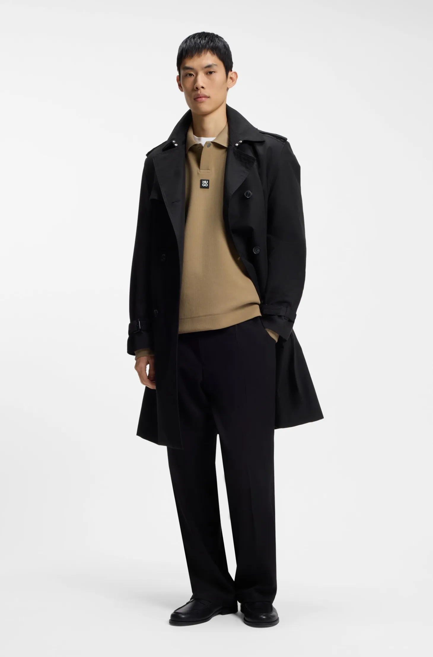 Structured cotton-blend sweatshirt with polo collar