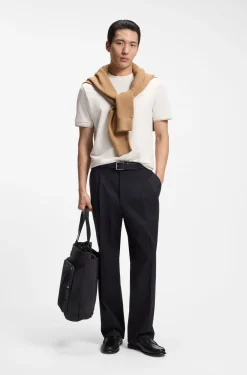 Structured-cotton T-shirt with cuff stripes