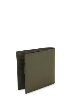 Structured folding wallet with metal logo lettering
