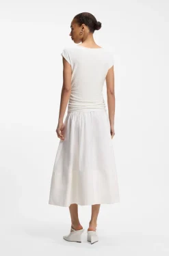 Structured-jersey dress with poplin skirt