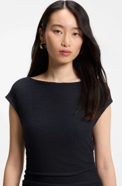Structured-jersey dress with poplin skirt