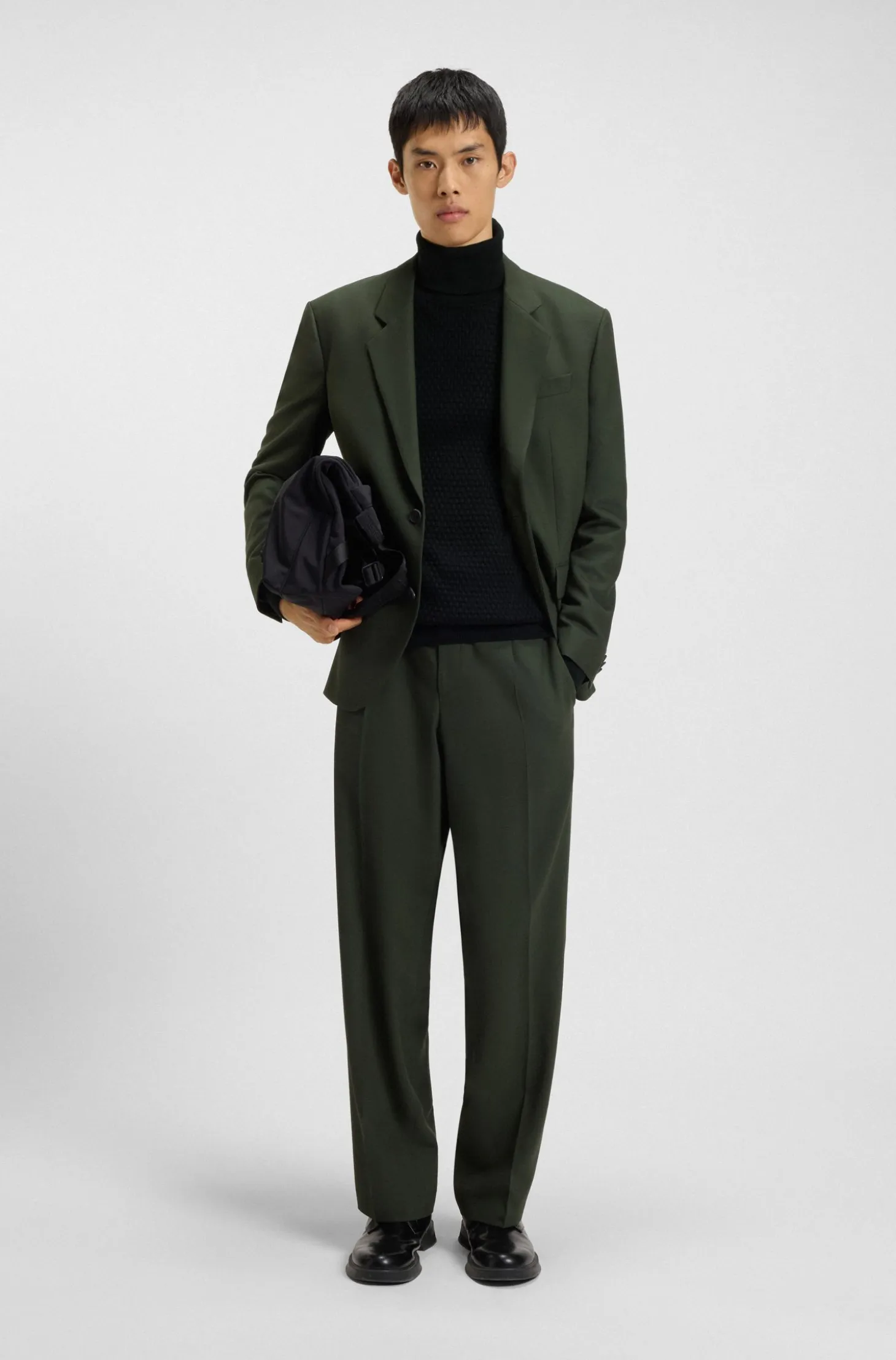 Structured-knit rollneck sweater in cotton