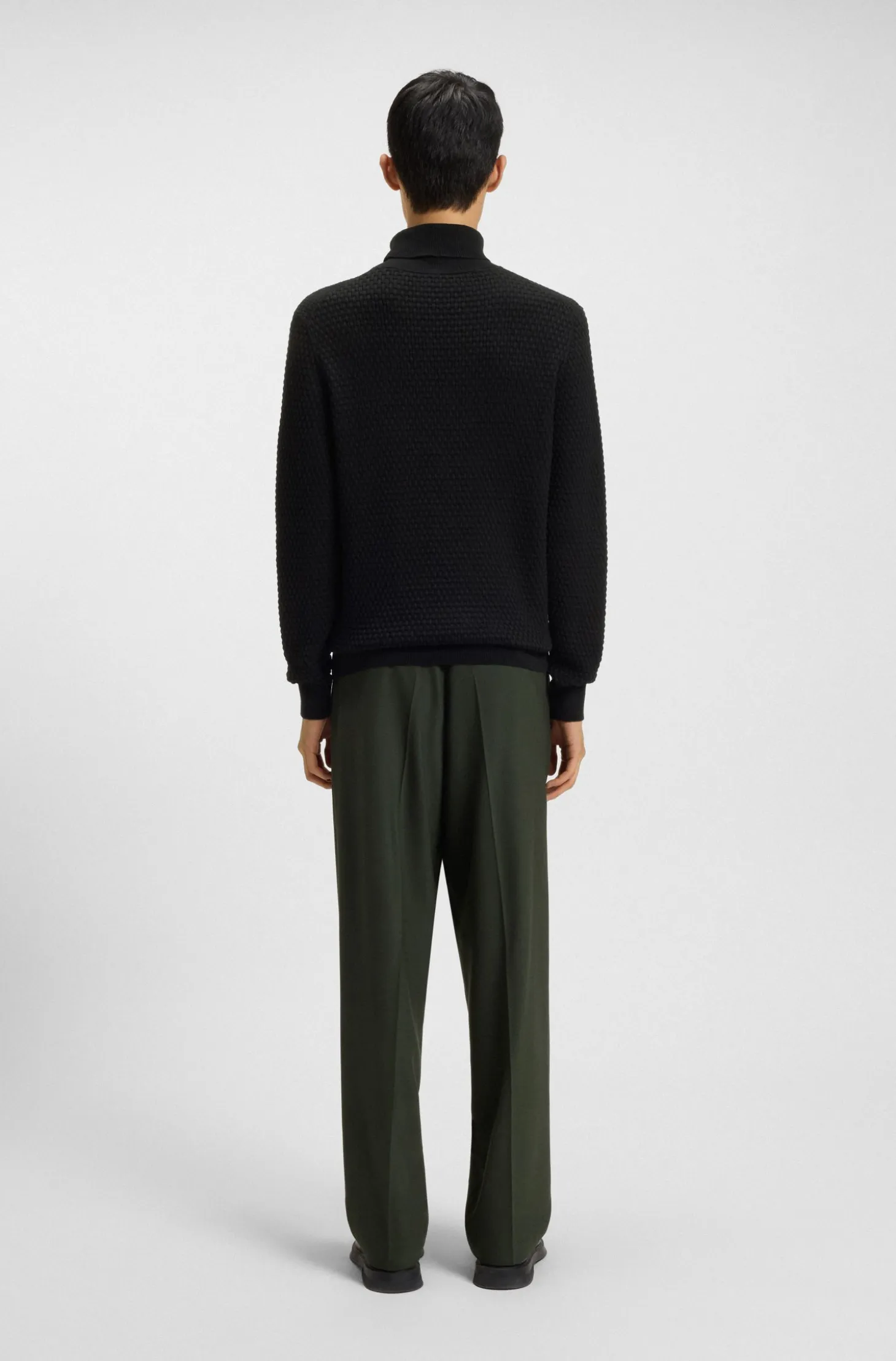 Structured-knit rollneck sweater in cotton
