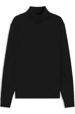 Structured-knit rollneck sweater in cotton