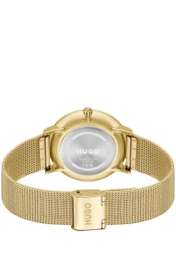 Style gold-tone watch with black dial