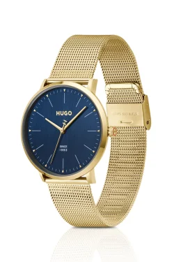 #Style 3H blue-dial watch with mesh bracelet