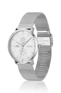 Style silver-tone watch with white dial