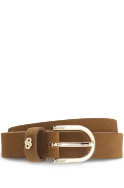 Suede belt with gold-tone Double B monogram