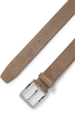 Suede belt with silver-tone buckle