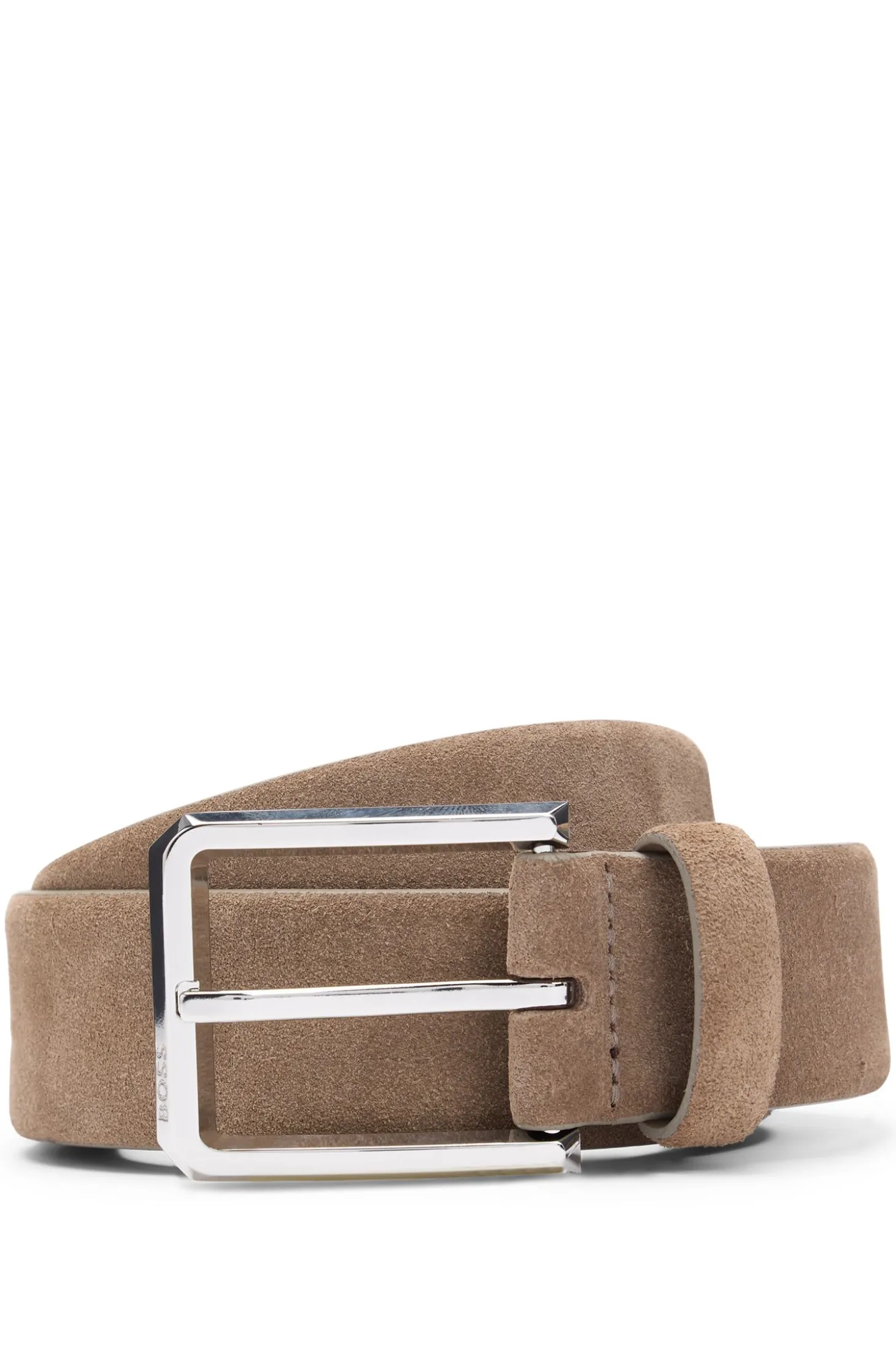 Suede belt with silver-tone buckle
