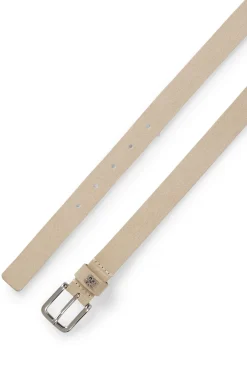 Suede belt with stacked-logo keeper trim
