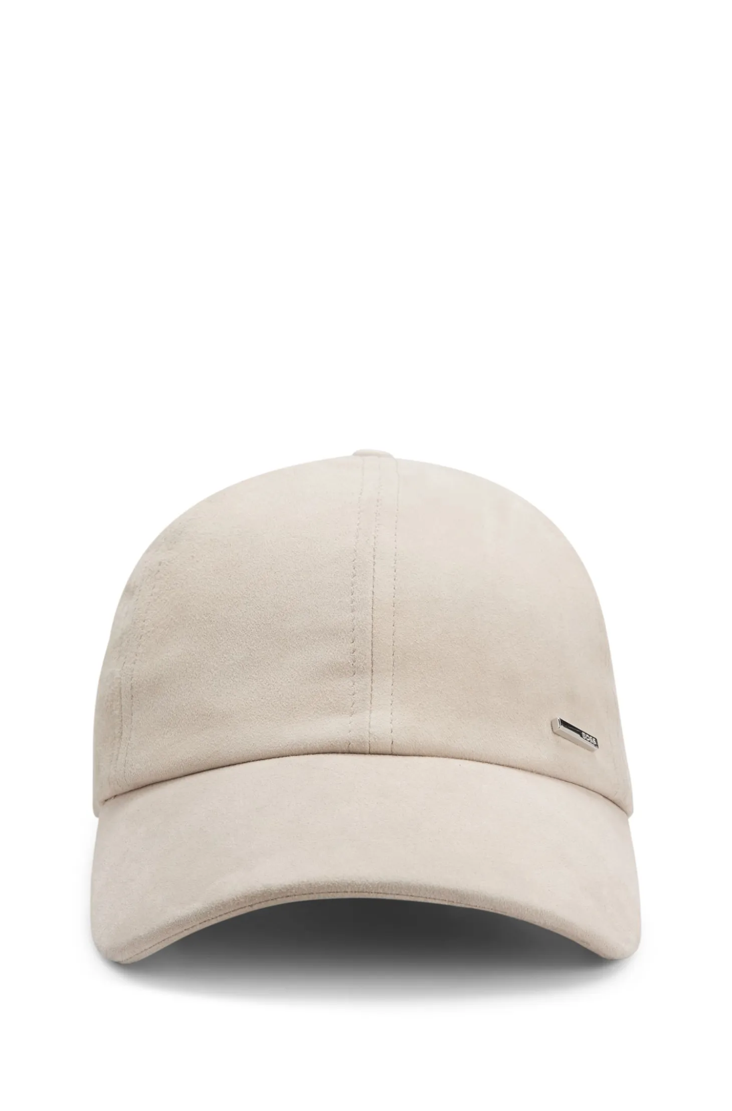 Suede cap with logo rivet