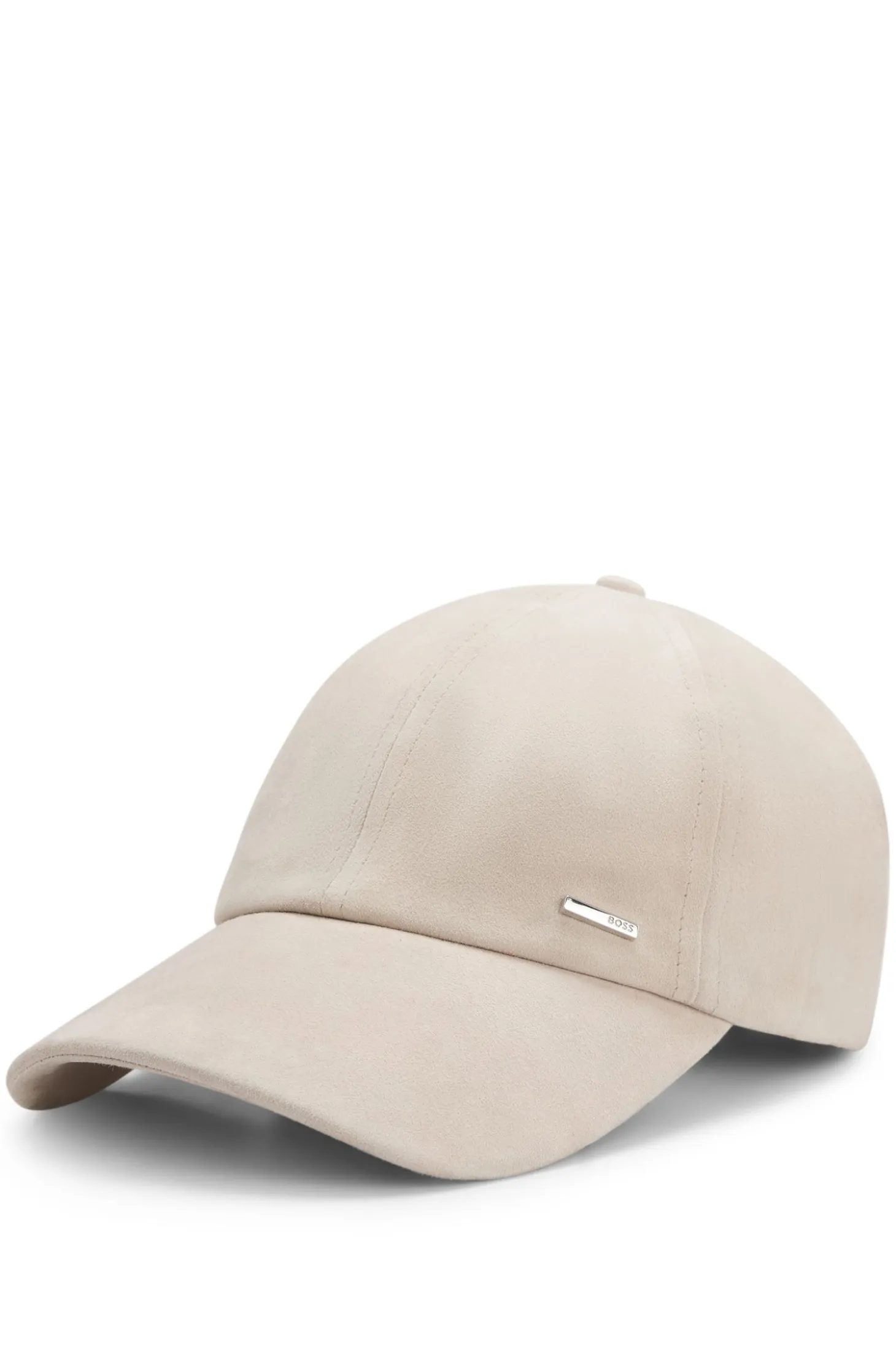 Suede cap with logo rivet