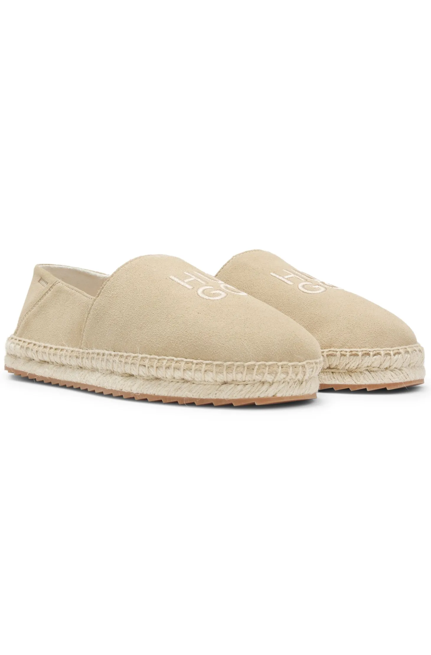 Suede espadrilles with stacked logo
