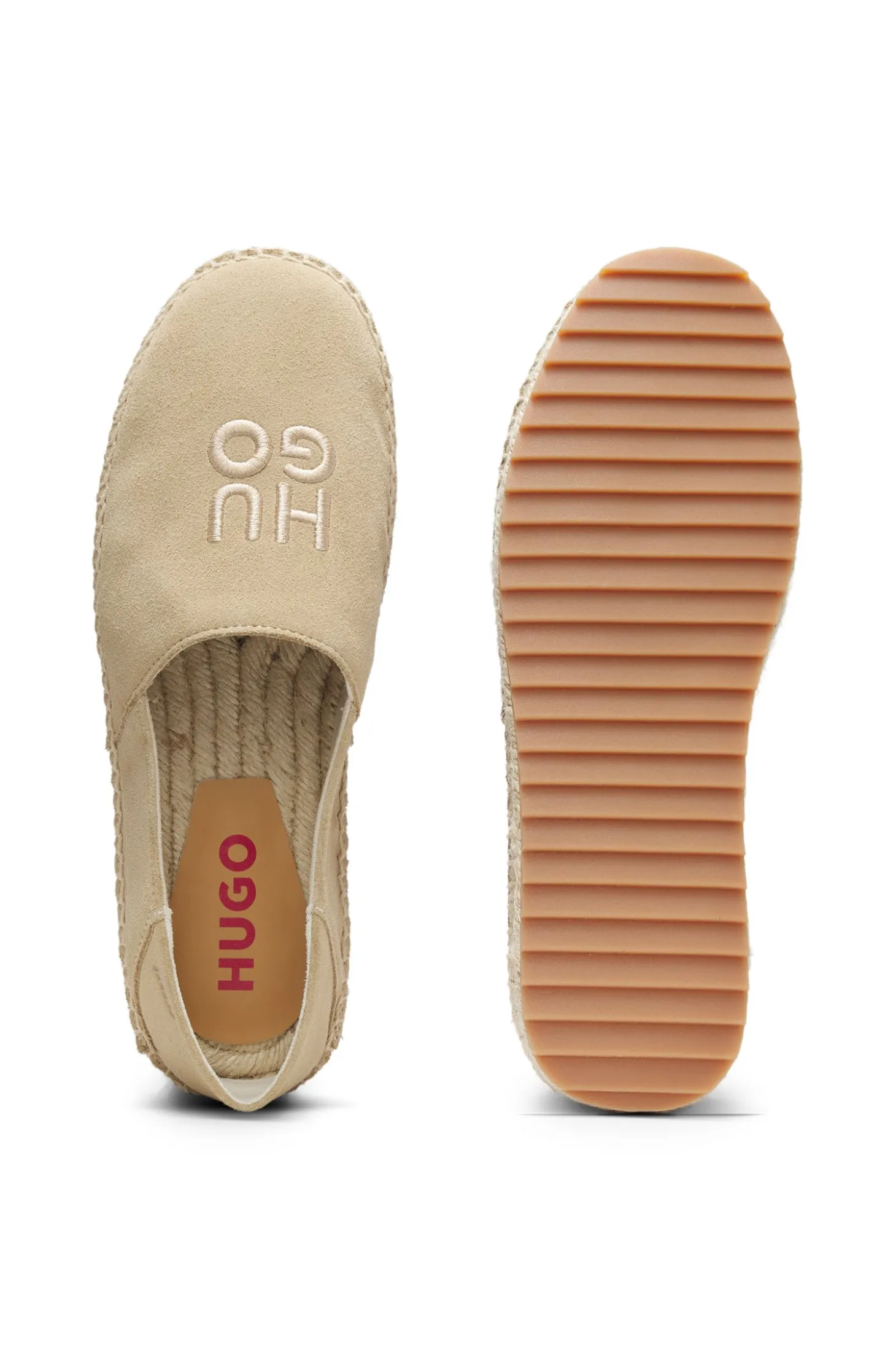 Suede espadrilles with stacked logo