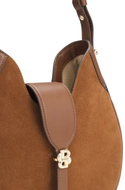Suede hobo bag with Double B monogram