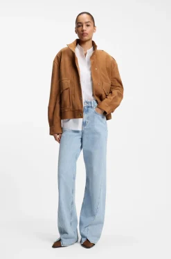 Suede jacket with blouson styling