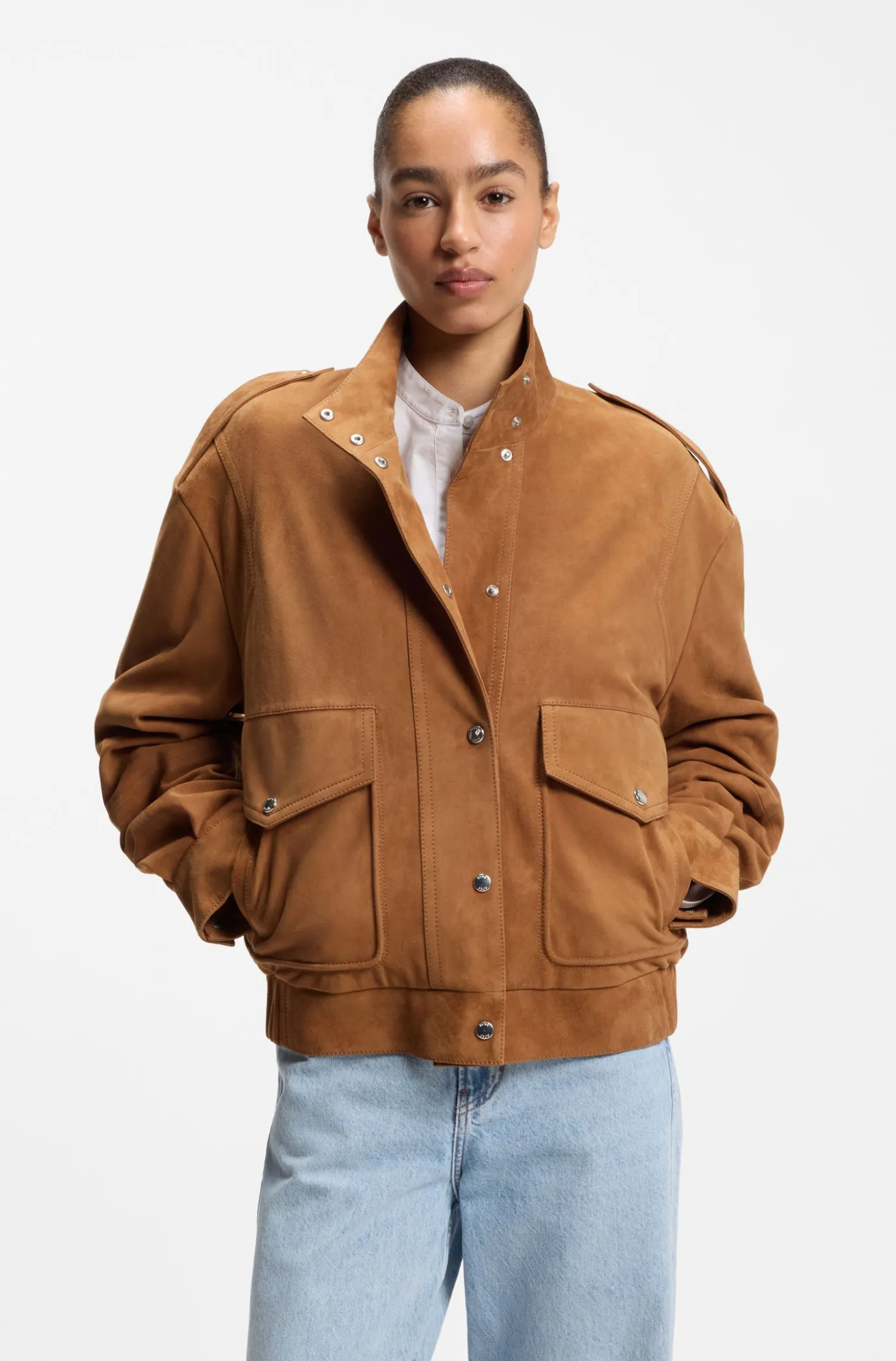 Suede jacket with blouson styling