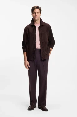 Suede jacket with press-stud closure
