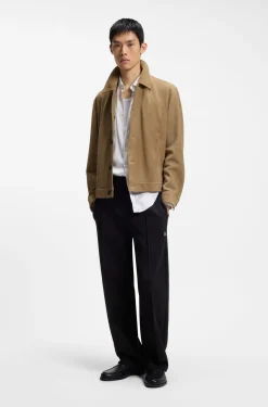 Suede jacket with stitched breast-pocket detail