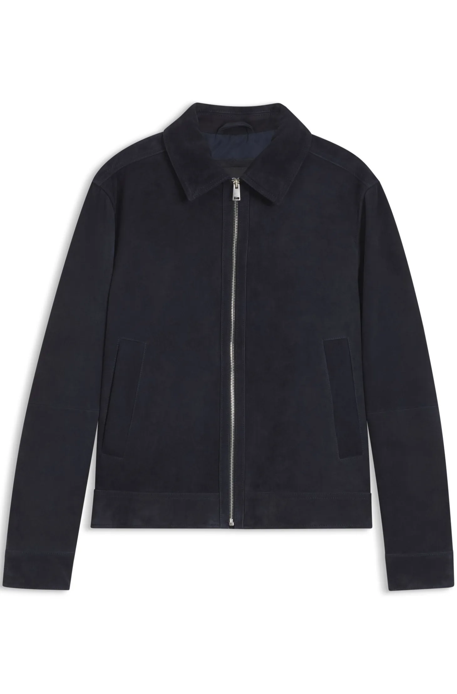 Suede leather jacket with zip closure
