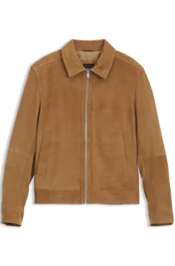 Suede leather jacket with zip closure