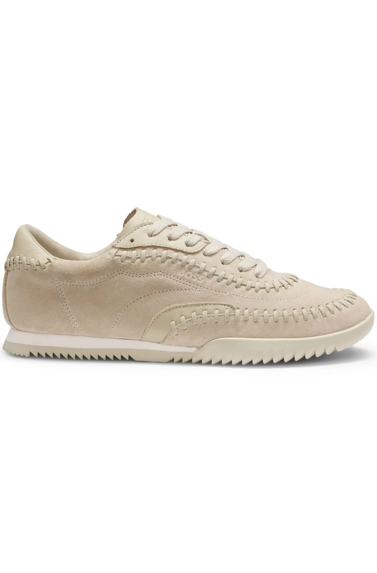 Suede-leather trainers with whipstitching